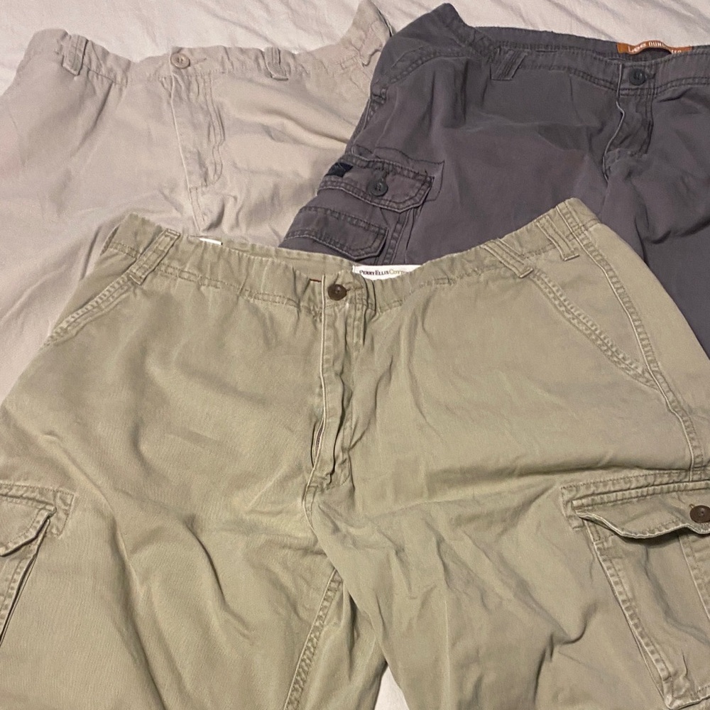 Three Men's Cargo/Chino Shorts Bundle in Beige, Khaki & Charcoal
